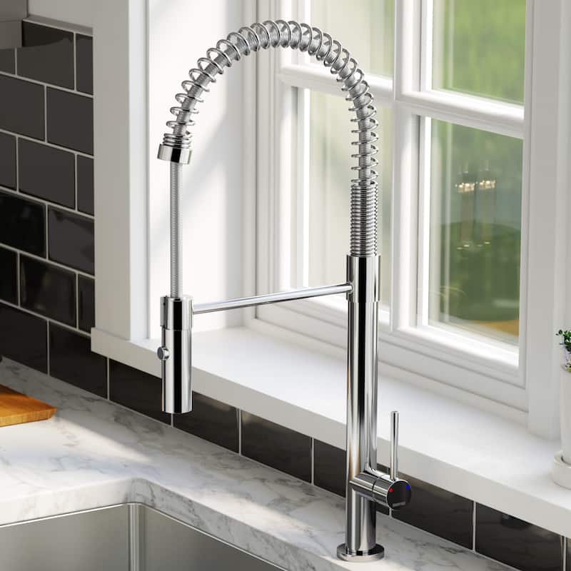 Karran Bluffton Single-Handle Pull-Down Sprayer Kitchen Faucet with Matching Soap Dispenser