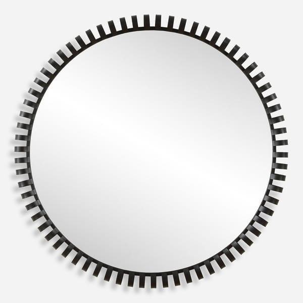 slide 2 of 6, Uttermost 09975 Corona 50" Diameter Circular Framed Bathroom Mirror Black
