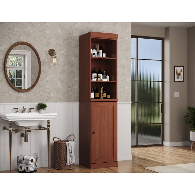 Palace Imports 100% Solid Wood 16.5" Bathroom Storage Cabinet with Solid Doors and Adjustable Shelves - Mocha