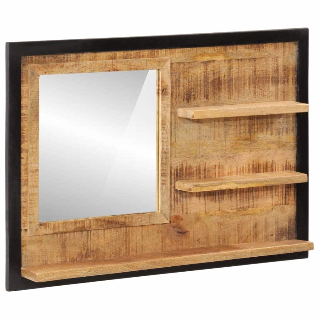vidaXL Bathroom Mirror Natural mango wood with clear mirror - 3.1 x 31.5 x 21.7 in