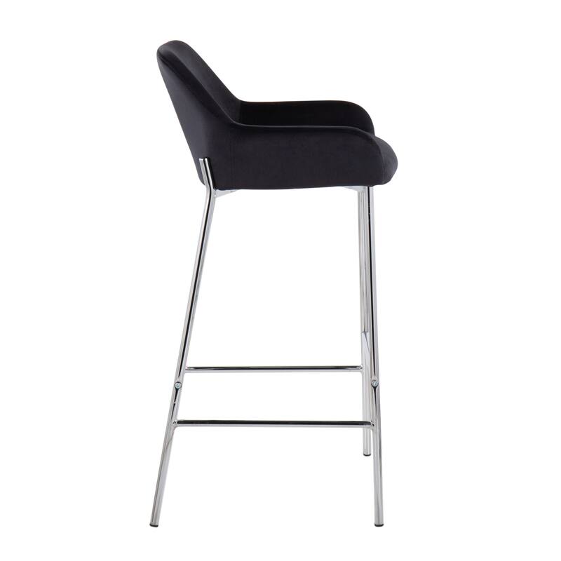 Silver Orchid Galotti Chrome Fixed-Height Upholstered Bar Stool - Set of 2