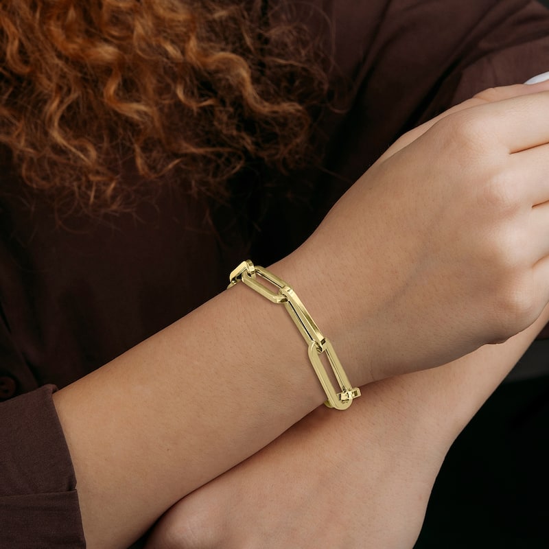Marquee Jewels 14K Yellow Gold Chunky Paperclip Bracelet With a Lobster Clasp