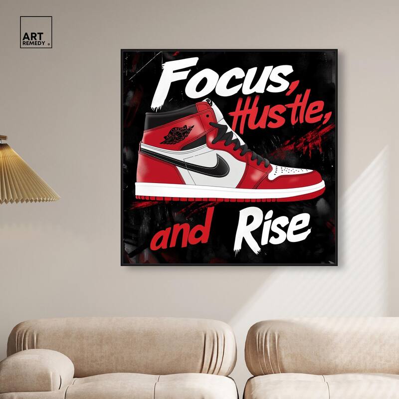 Hustle and Rise Sneaker Red Canvas by Art Remedy