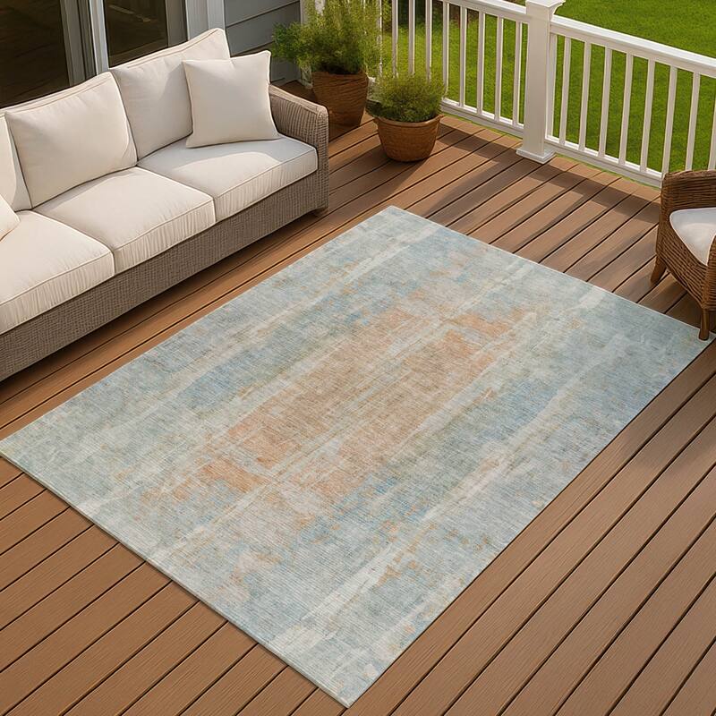 Machine Washable Indoor/ Outdoor Vintage Ombre Chantille Rug - Sky - 2'6" x 3'10"