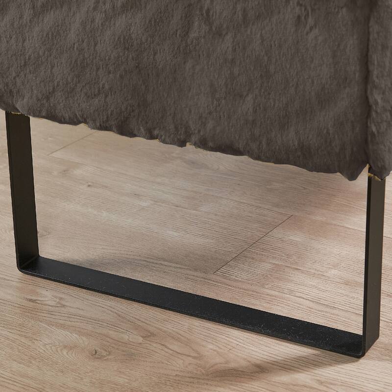 Heavy FauxFur Storage Ottoman with 2 Pillow Set