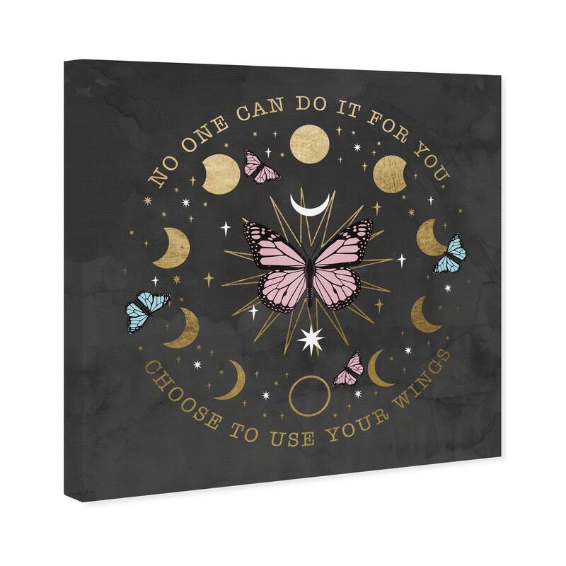 Wynwood Studio Prints Typography and Quotes Use Your Wings Black and Metallic Gold Glam Wall Art Canvas Print