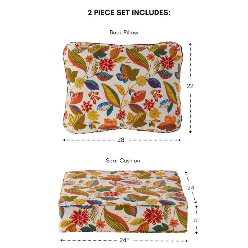 Esprit Floral Outdoor 24-inch x 24-inch Premium Deep Seat Cushion Set (Cushions Only)