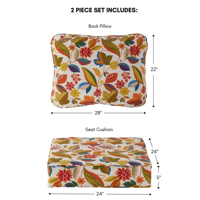 Outdoor 2-Piece Reversible Deep Seat Cushion Set (Cushions Only)