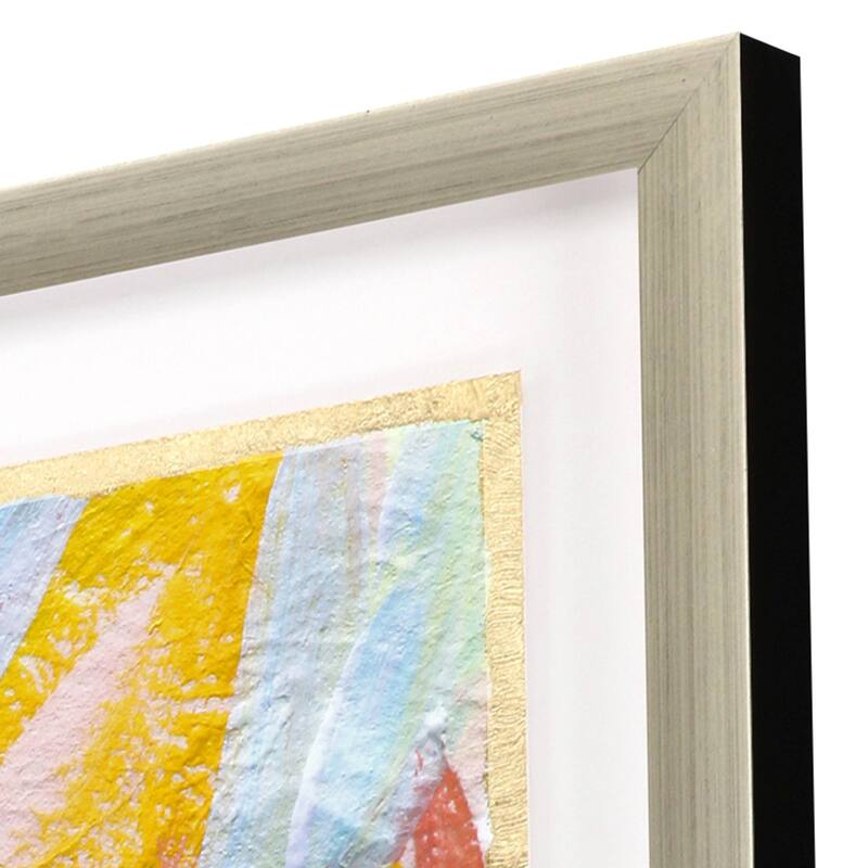 HomeRoots Vibrant Green And Yellow Modern Floral Giclee Silver Framed Wall Art