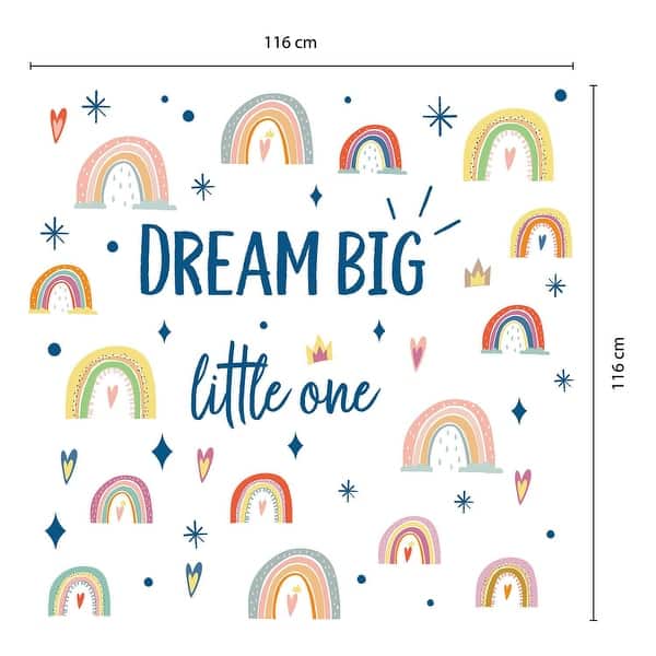 dimension image slide 3 of 4, Walplus Colorful Rainbows Dream Big Kids Wall Stickers Nursery Décor
