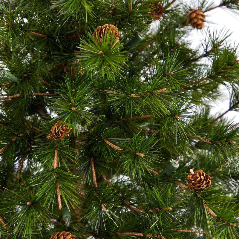 44in Artificial Christmas Tree with Lights & Pine Cones - Holiday Decor - Green - 44