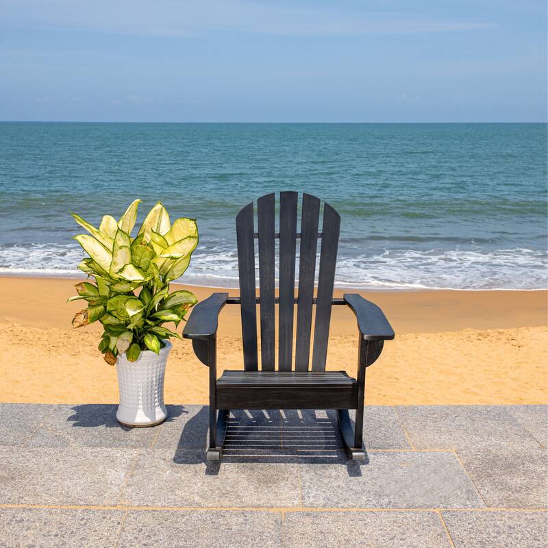 SAFAVIEH Rianna Adirondack Wood Rocking Chair - 28W x 37D x 33H - Black