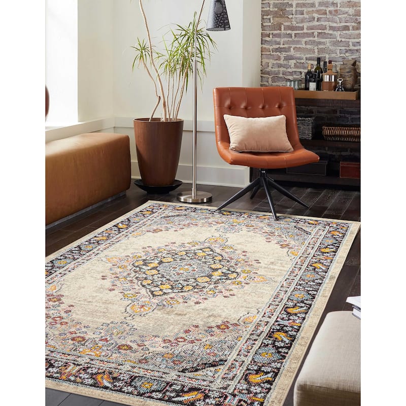 ECARPETGALLERY Machine Made Lea Ivory Area Rug