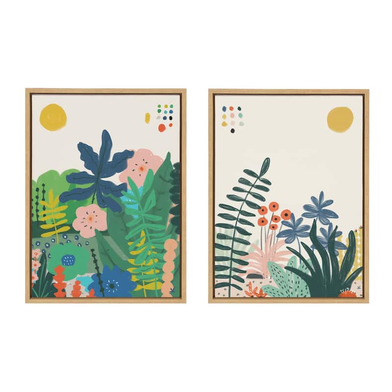 Kate and Laurel Sylvie Zen Garden 1 and 2 Framed Canvas Art Set by Kelly Knaga