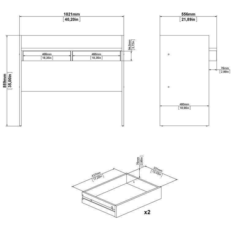Porch & Den Wren Home Office Writing Desk with 2 Storage Drawers