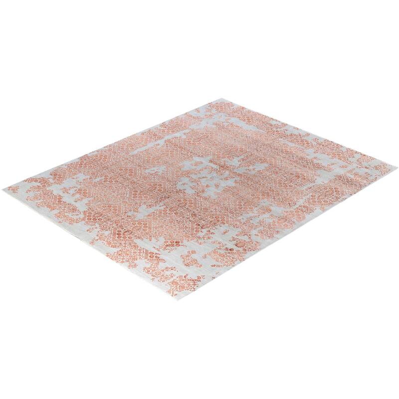 Ikat One-of-a-Kind Hand-Knotted Area Rug, Orange - 8' 1" x 10' 0"