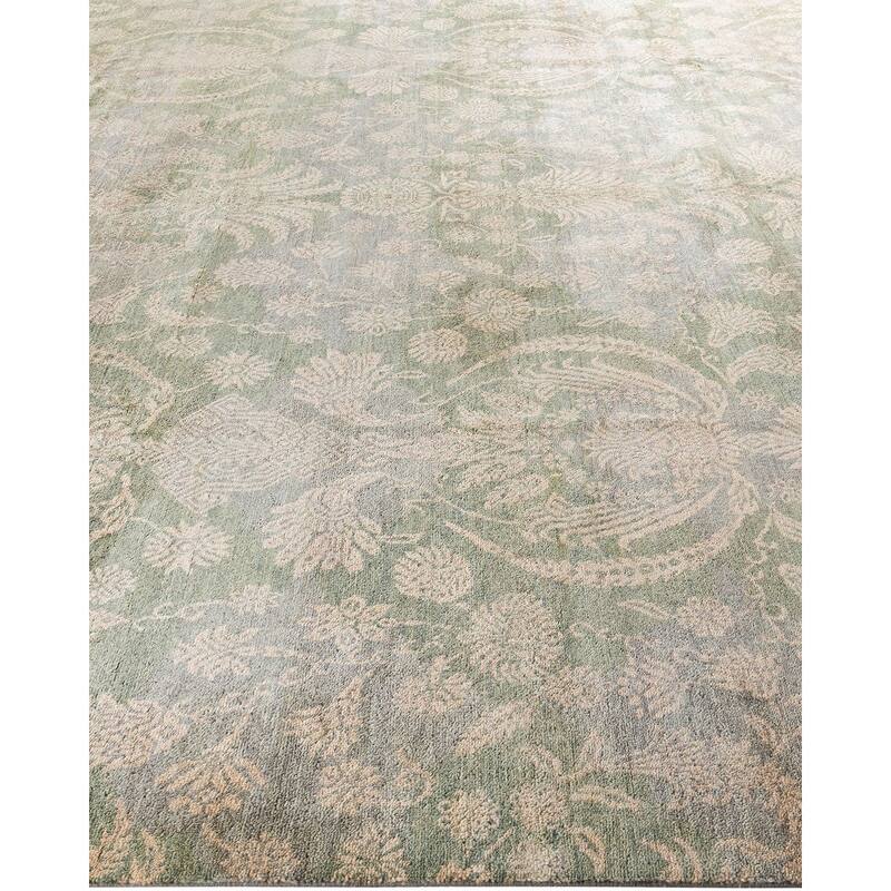 Ikat One-of-a-Kind Hand-Knotted Area Rug, Green - 9' 1" x 12' 2"