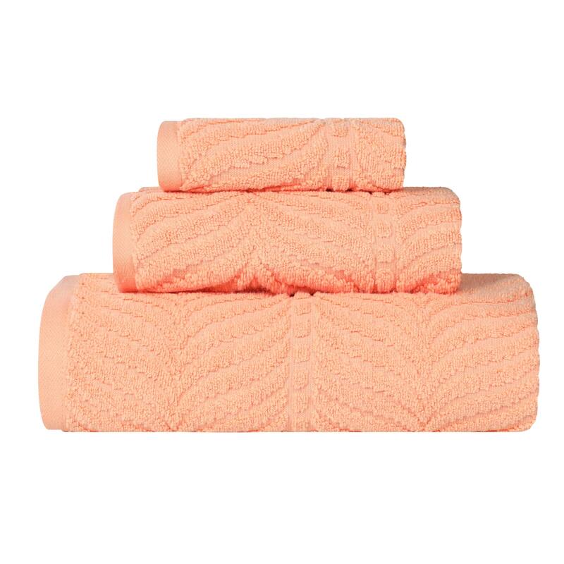 Superior Chevron Zero Twist Jacquard Cotton 3 Piece Bathroom Towel Set