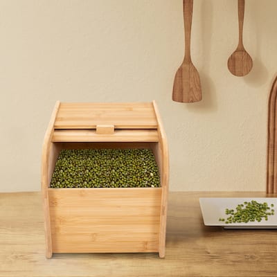 Bamboo Rice Storage Container Rice Container Box with Lid