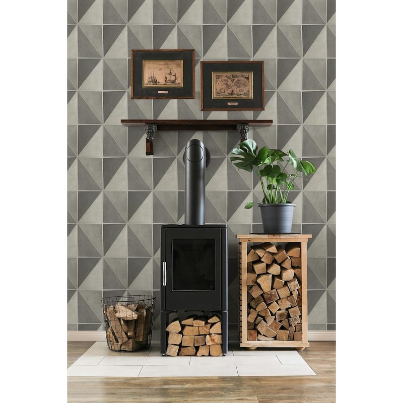 Seabrook Designs Preston Faux Leather Geometric Unpasted Wallpaper