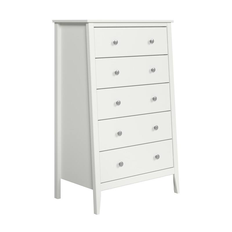 Jela Solid Wood 5 Drawer Dresser - White
