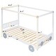 preview thumbnail 4 of 6, Modern Finish Style Twin Size Canopy Car-Shaped Platform Bed with Wheels and Slats