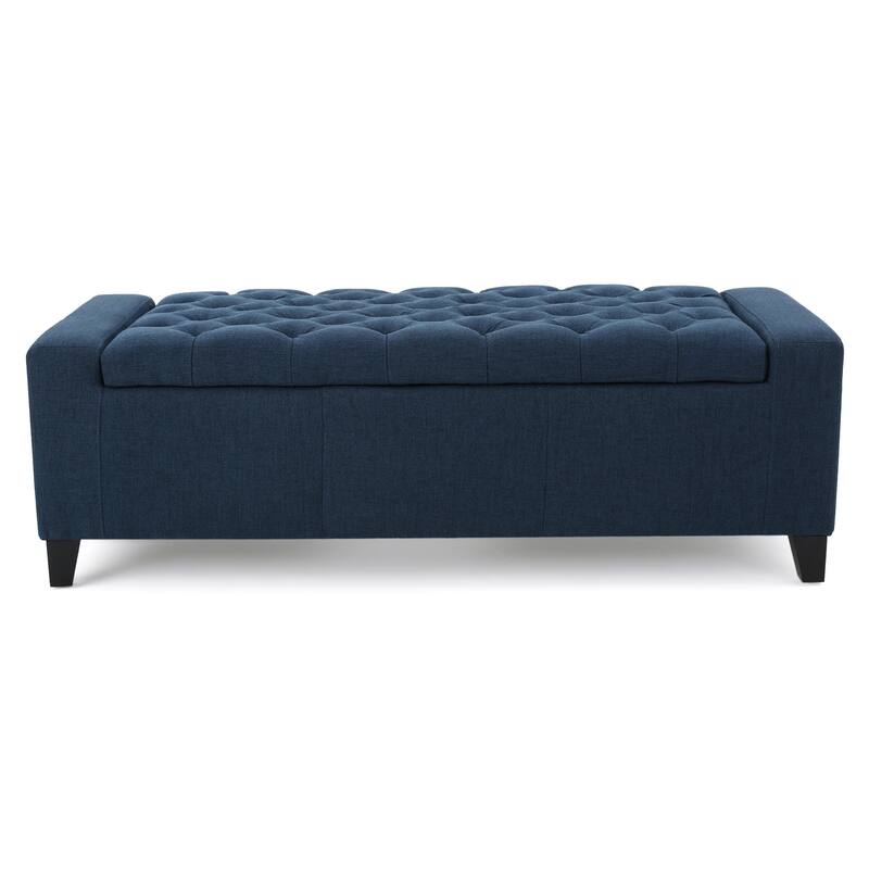 Modern Button-tufted Storage Ottoman Bench-Navy Blue