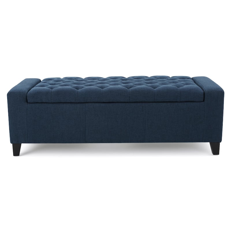 Tufted Upholstery Storage Bench - Navy Blue