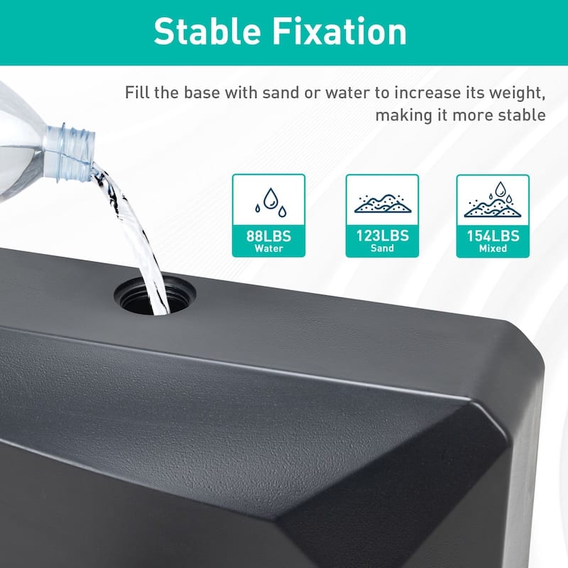 Aoodor Heavy Duty Fillable Patio Umbrella Base With Wheels - N/A