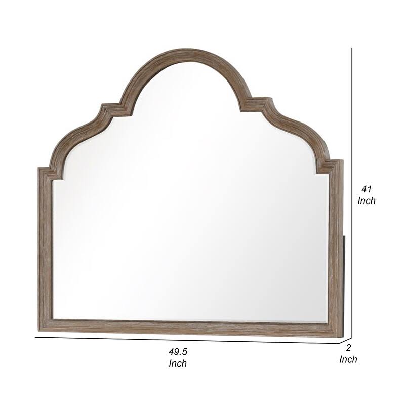 Lyla Dresser Mirror, Beveled Glass, Rustic Oak Brown Solid Wood, 41x50 - Oak Brown