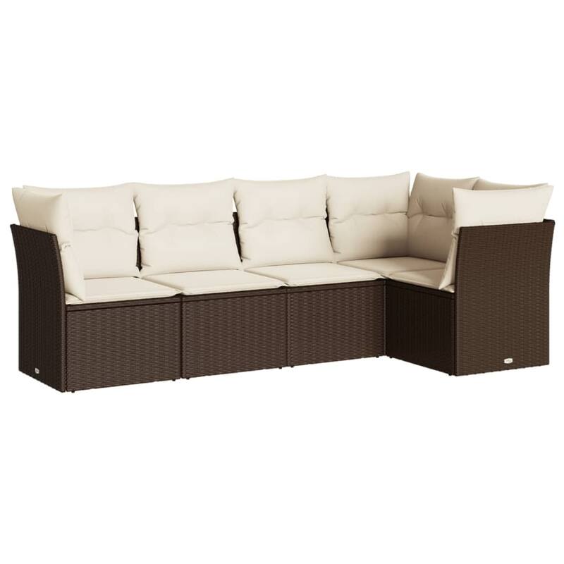 vidaXL Garden Sofa Set Brown PE rattan 5 Piece Set Modular - 24.4 x 24.4 x 27.2