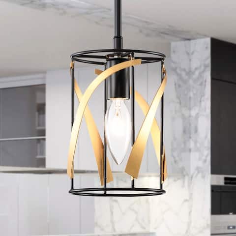 Sana 5 Inch Matte Black and Gold Single Light Pendant