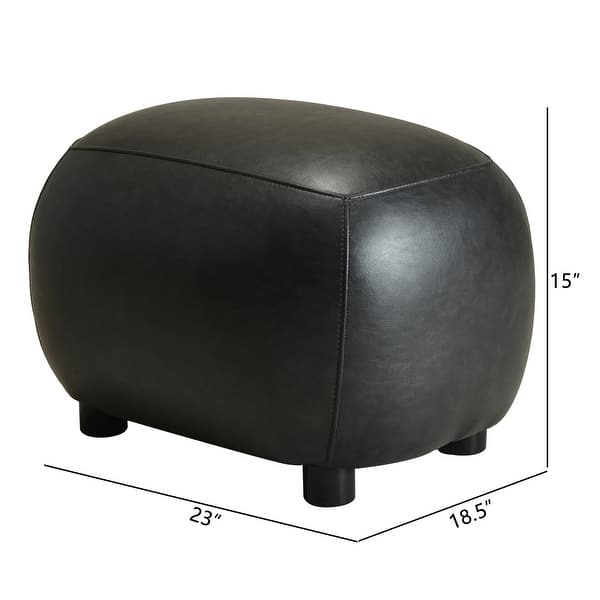 dimension image slide 4 of 6, KINWELL 23" Wide Faux Leather Upholstered Ottoman Footrest, PU Entryway Footstool