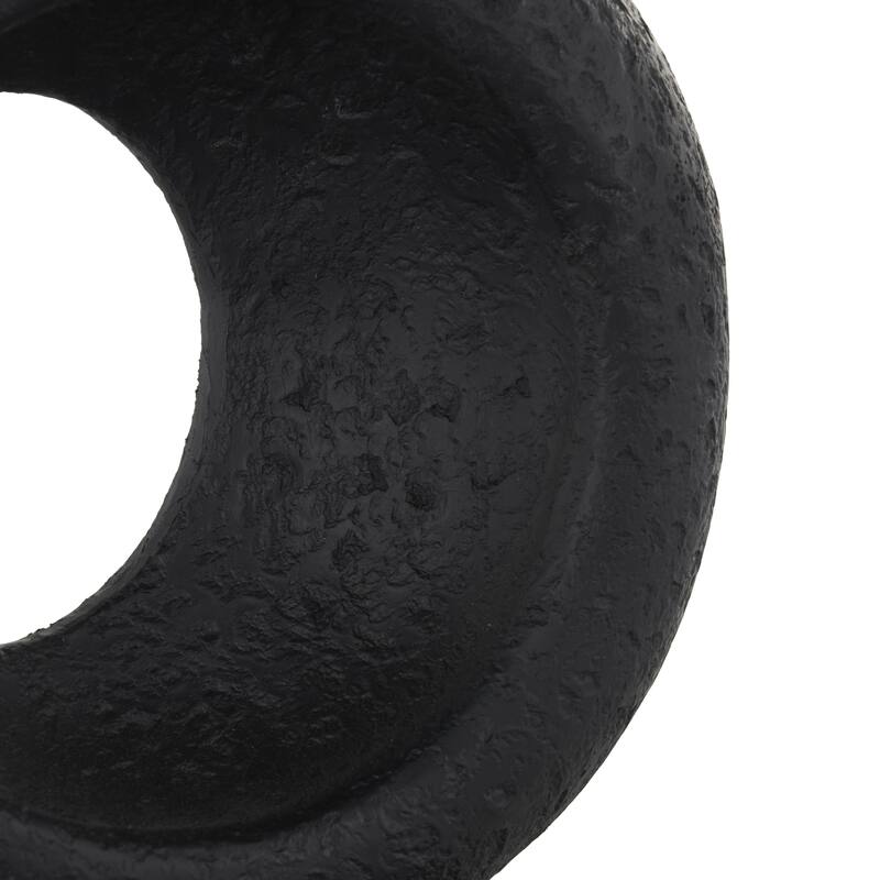 Polystone Geometric Textured Cutout Ring Decorative Sculpture with Block Base - Black - Roche River Decor