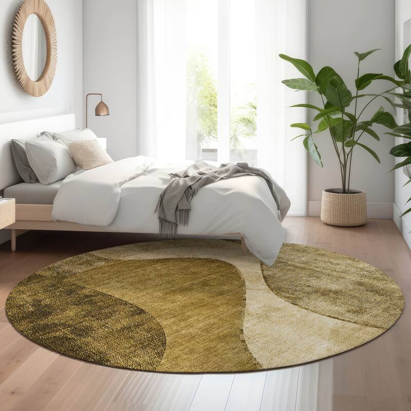 Premium Washable Super Soft Abstract Glam Mayfield Rug - Brown - 8' x 8' - Round