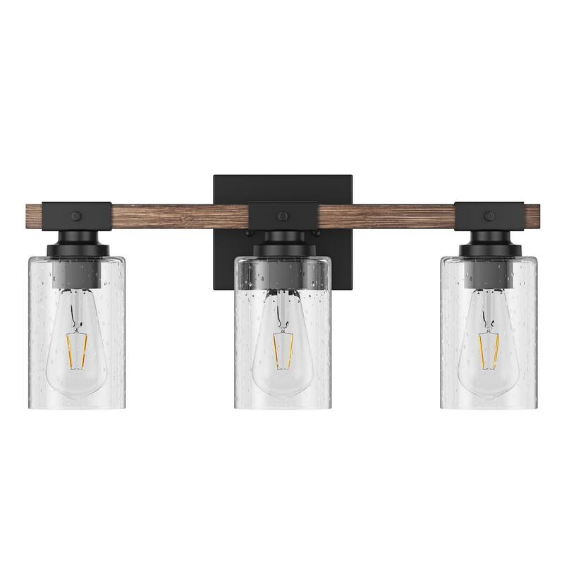 Farmhouse Bathroom Vanity Light Fixture Over Mirror with Clear Glass Shade