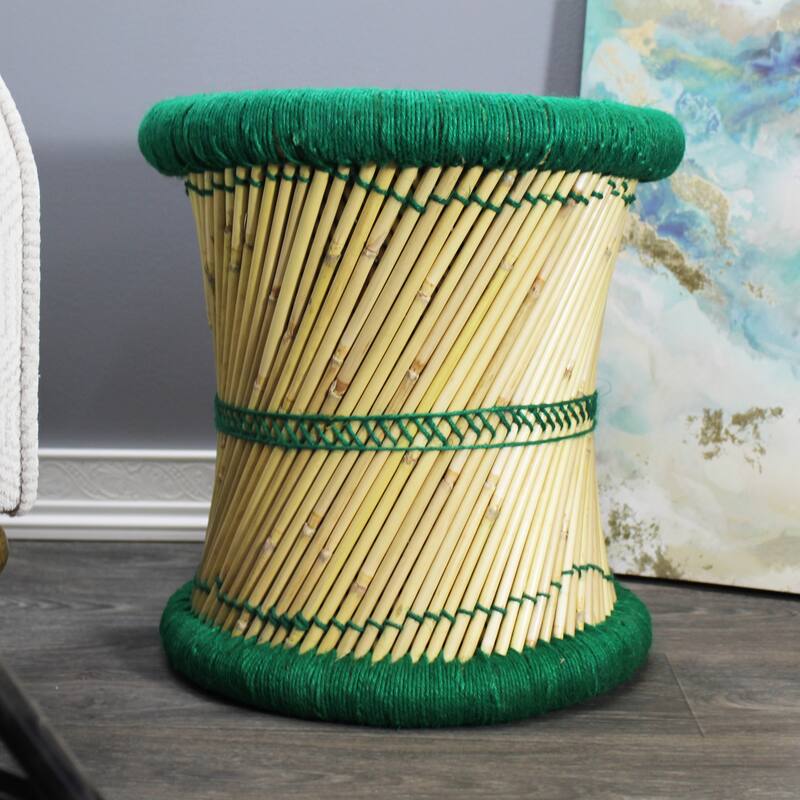 Natural Geo Moray Decorative Handwoven Jute Accent Stool
