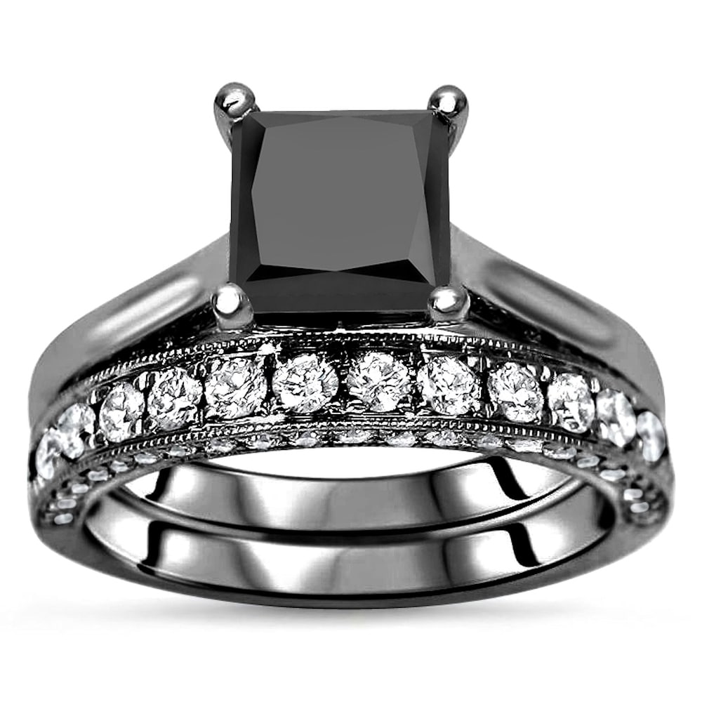 Black Rhodium Over White Gold Wedding ring pillow Black weddings Ring