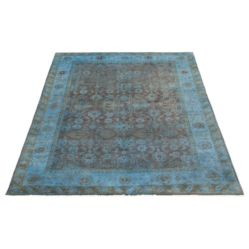 ECARPETGALLERY Hand-knotted Vibrance Light Denim Blue Wool Rug - 6'1 x 8'5