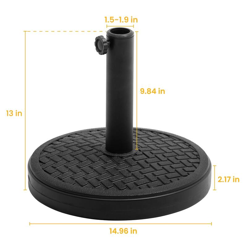 VredHom 30lbs Heavy Duty Patio Market Umbrella Base - 14.96" L x 14.96" W x 13" H