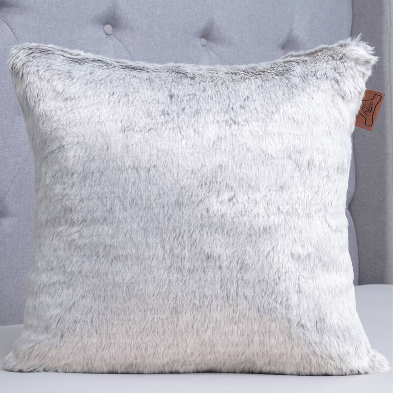 18x18 2-tone Fabulous Fake Fur Throw Pillow Grey Arctic Wolf, 1 PCS
