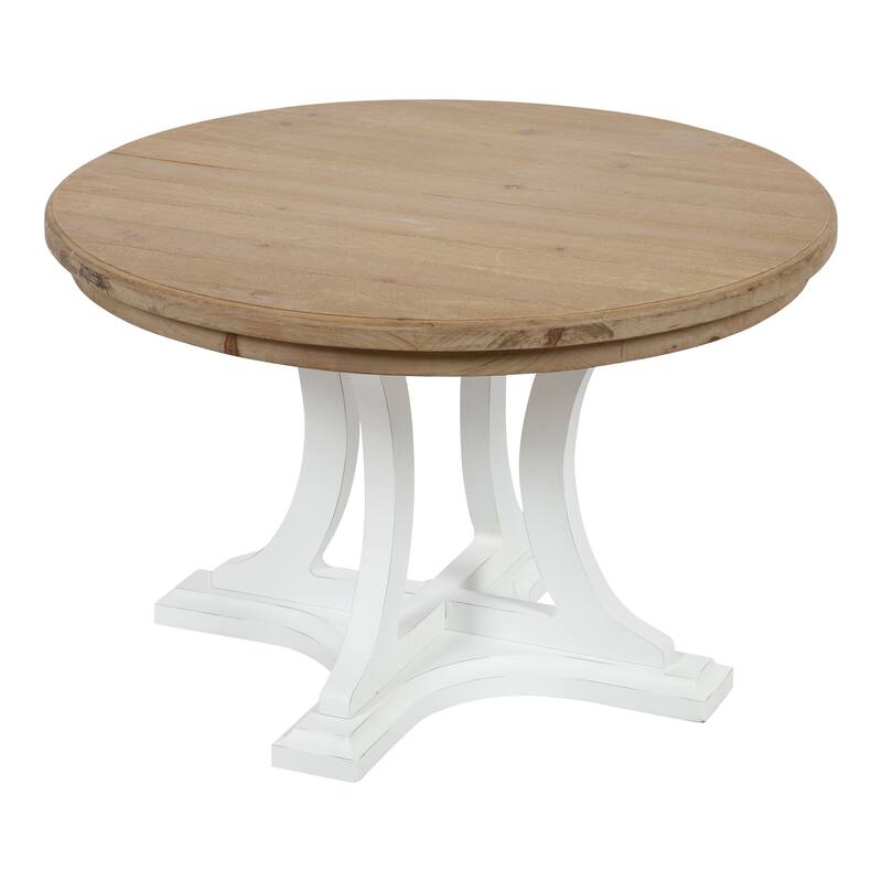 Kate and Laurel Linsley Wood Coffee Table - 28" Diameter - Rustic Brown