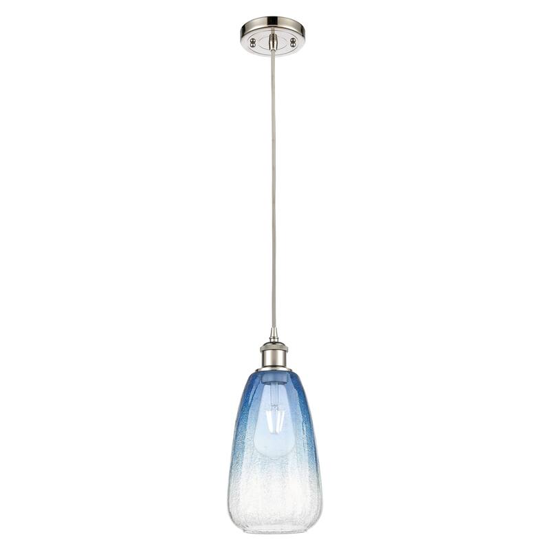 Innovations Lighting Endless Possibilities Ballston - Brookhaven Almond - 1 Light 6" Cord Hung Mini Pendant - Polished Nickel/Sapphire Blue