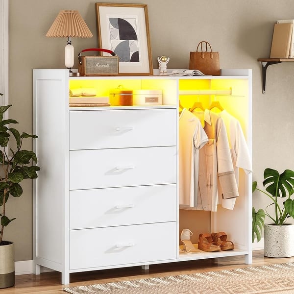 Dresser for Bedroom with Clothing Rack 4 Drawer Dresser - Bed Bath & Beyond  - 40122906