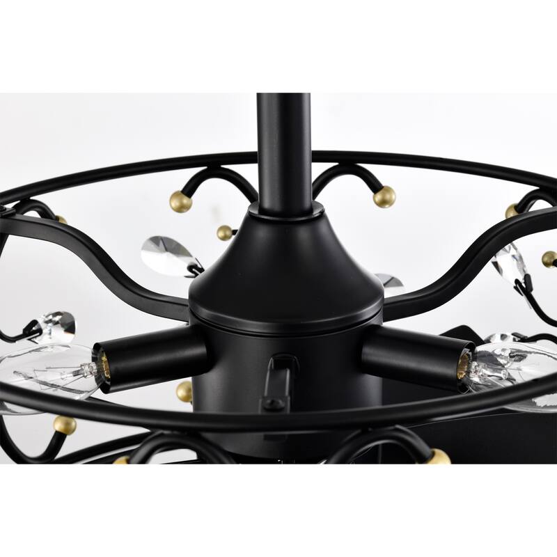 Matte Black and Gold 16 Inch Crystal Fandelier