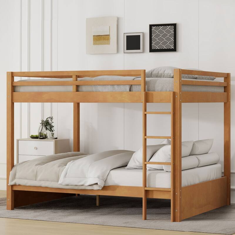 Wood Queen Size Bunk Bed with Ladder