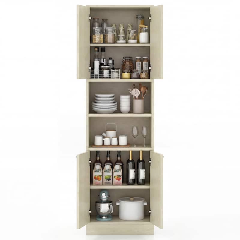 Costway 75" Tall Bathroom Storage Cabinet with 4 Doors & 2 Open - See Details