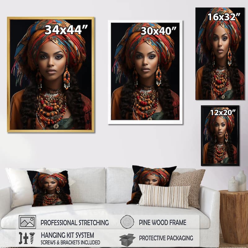 Designart "African Adorned Beauty I" African Art Canvas Prints