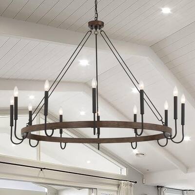 Acroma 12 Light 46In Modern Farmhouse Wagon Wheel Chandelier-UL