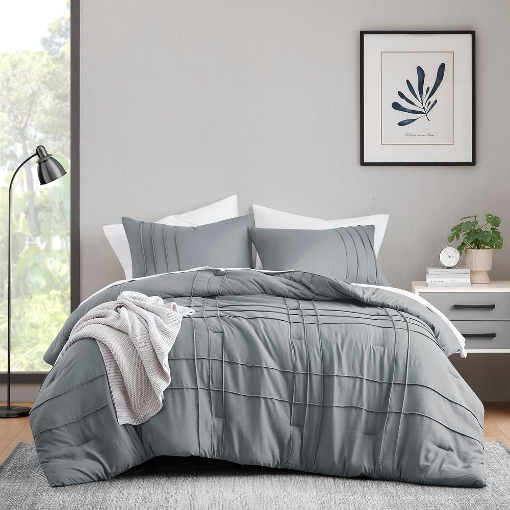 Chelsea Square Evans Pinch Pleated Soft Washed Boho Comforter Set